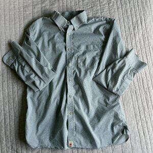 Brooks Brothers Red Fleece Mens Sage/White Striped Shirt M